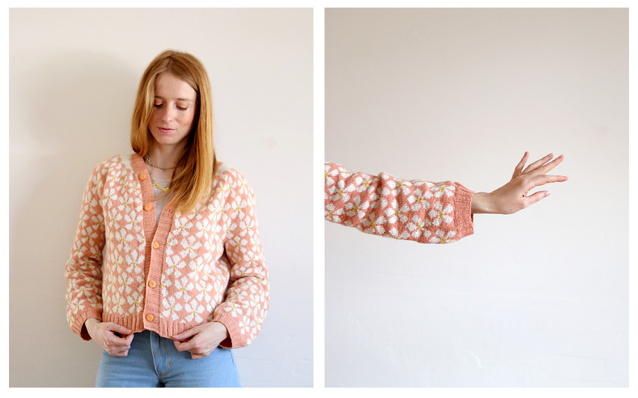 Daisied Cardigan, Pattern Release, Eugenie Girou, YAK, Organic Summer Wool